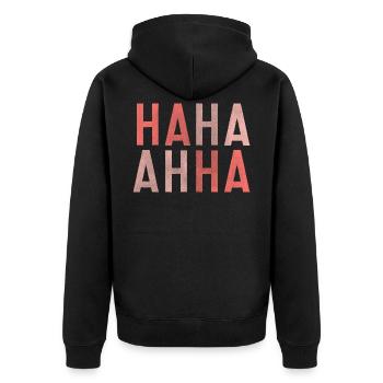 Hahahaha drôle blague drôle rire meme joke lol - Veste à capuche bio Premium Unisexe - noir - Dos - Nico (187cm)