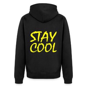 Stay cool - Unisex Premium Bio Zip Hoodie - Schwarz - Hinten - Nico (187cm)