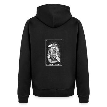 Gothic - The End - Tarot Card Design - Unisex Premium Organic Zip Hoodie - black - Back - Nico (187cm)