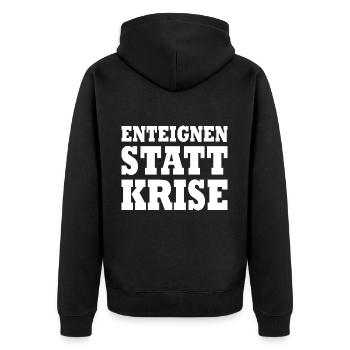Enteignen statt krise - Unisex Premium Bio Zip Hoodie - Schwarz - Hinten - Nico (187cm)