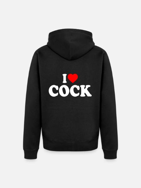 I love cock - Unisex Premium Organic Zip Hoodie - black