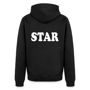 Star - Unisex Premium Bio Zip Hoodie - Schwarz - Hinten - Nico (187cm)