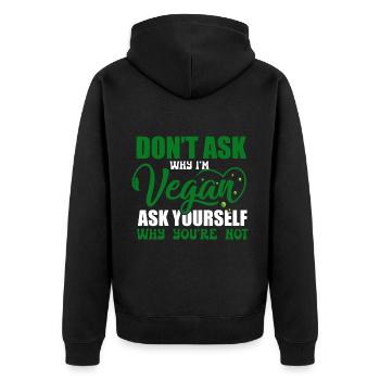 Vegan Veganism - Unisex Premium Organic Zip Hoodie - black - Back - Nico (187cm)