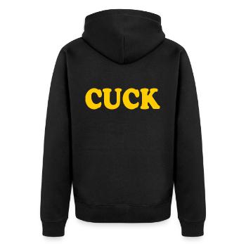 Cuck - Unisex Premium Bio Zip Hoodie - Schwarz - Hinten - Nico (187cm)