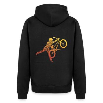 BMX Bike Tricks Cyclist Stunts BMX - Unisex Premium Organic Zip Hoodie - black - Back - Nico (187cm)