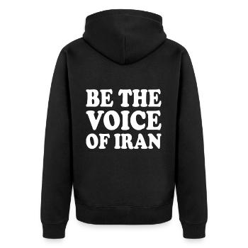 Be the voice of iran - Unisex Premium Organic Zip Hoodie - black - Back - Nico (187cm)