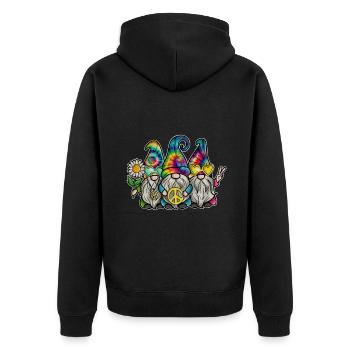 Hippie Gnomes Peace Tie Dye - Unisex Premium Bio Zip Hoodie - Schwarz - Hinten - Nico (187cm)