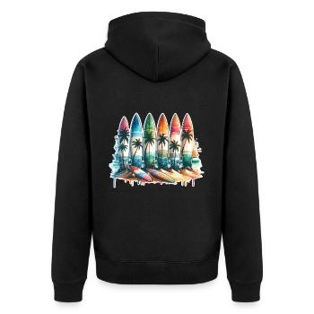 Surfing Surfers - Unisex Premium Organic Zip Hoodie - black - Back - Nico (187cm)
