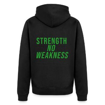 No Weakness - Unisex Premium Bio Zip Hoodie - Schwarz - Hinten - Nico (187cm)