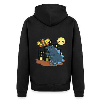 Der Kampf der Monster - Unisex Premium Bio Zip Hoodie - Schwarz - Hinten - Nico (187cm)