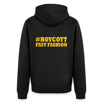 Boycott fast fashion - Veste à capuche bio Premium Unisexe - noir - Dos - Nico (187cm)