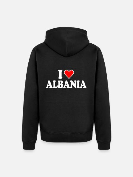 albania - Unisex Premium Organic Zip Hoodie - black