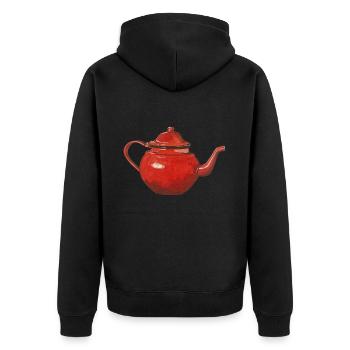 red teapot coffee pot enamelled - Unisex Premium Organic Zip Hoodie - black - Back - Nico (187cm)