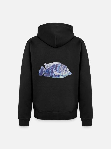 blå fisk hav sebra tilapia sebra tilapia - Premium økologisk unisex-hettejakke - svart