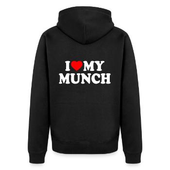 I love my munch - Unisex Premium Organic Zip Hoodie - black - Back - Nico (187cm)