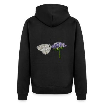 Butterfly Flower Tree White Entomologist - Unisex Premium Organic Zip Hoodie - black - Back - Nico (187cm)