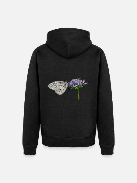 Schmetterling Blume Baum-Weißling Entomologe - Unisex Premium Bio Zip Hoodie - Schwarz