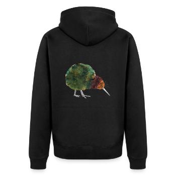 Kiwi Vogel Neuseeland Apterygidae Vogelfan Maori - Unisex Premium Bio Zip Hoodie - Schwarz - Hinten - Nico (187cm)