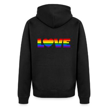Pride Rainbow Love Heart LGBT LGBTQ CSD Gift - Unisex Premium Organic Zip Hoodie - black - Back - Nico (187cm)