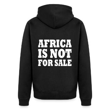 africa is not for sale - Unisex Premium Organic Zip Hoodie - black - Back - Nico (187cm)