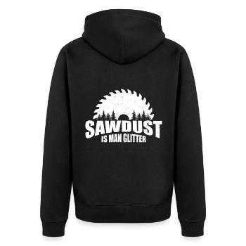 Schreiner & Zimmermann Tischler Geschenke - Unisex Premium Bio Zip Hoodie - Schwarz - Hinten - Nico (187cm)