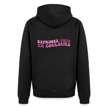 Exprimez-Vous En Couleurs - Veste à capuche bio Premium Unisexe - noir - Dos - Nico (187cm)