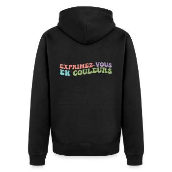 Exprimez-Vous En Couleurs - Veste à capuche bio Premium Unisexe - noir - Dos - Nico (187cm)