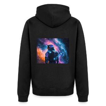 Female astronaut in space - Unisex Premium Organic Zip Hoodie - black - Back - Nico (187cm)