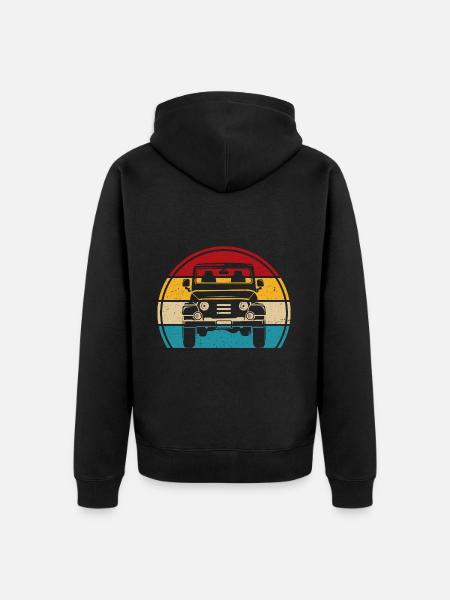 Retro Offroad SUV 4x4 Off-Road Vehicle - Unisex Premium Organic Zip Hoodie - black