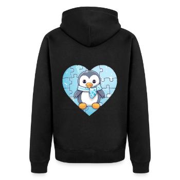 Pinguin Baby - Unisex Premium Bio Zip Hoodie - Schwarz - Hinten - Nico (187cm)