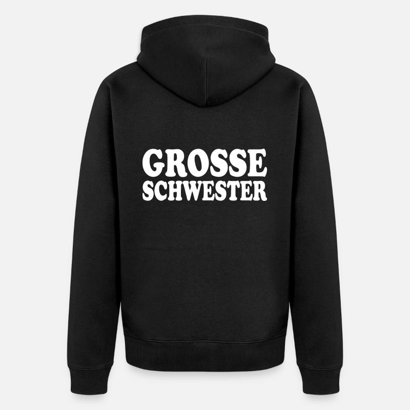 Grosse schwester - Unisex Premium Bio Zip Hoodie - Schwarz