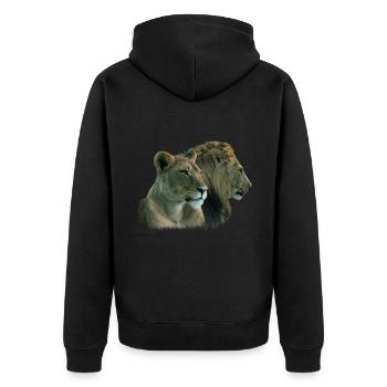 Lions - Paire de lions - Gros félin - Chat - Afrique - Veste à capuche bio Premium Unisexe - noir - Dos - Nico (187cm)
