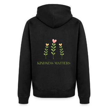 Kindness matters - Charity is important - Unisex Premium Organic Zip Hoodie - black - Back - Nico (187cm)
