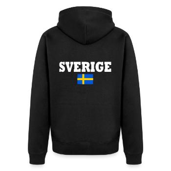 Sverige - Unisex Premium Bio Zip Hoodie - Schwarz - Hinten - Nico (187cm)