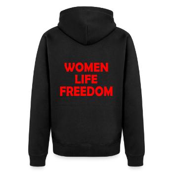 Women life freedom - Unisex Premium Bio Zip Hoodie - Schwarz - Hinten - Nico (187cm)
