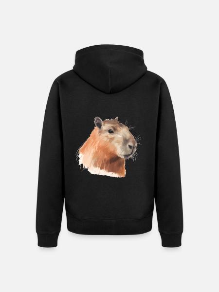 Tableau de Capybara peint - Veste à capuche bio Premium Unisexe - noir