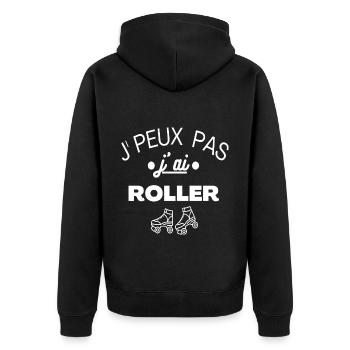 Roller j' peux pas j' ai roller humour cadeau - Veste à capuche bio Premium Unisexe - noir - Dos - Nico (187cm)