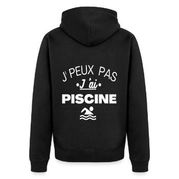 Piscine j'peux pas j' ai piscine humour cadeau - Veste à capuche bio Premium Unisexe - noir - Dos - Nico (187cm)