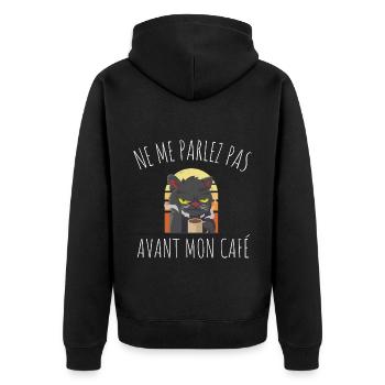 Café pas avant mon café humour chat cadeau - Veste à capuche bio Premium Unisexe - noir - Dos - Nico (187cm)