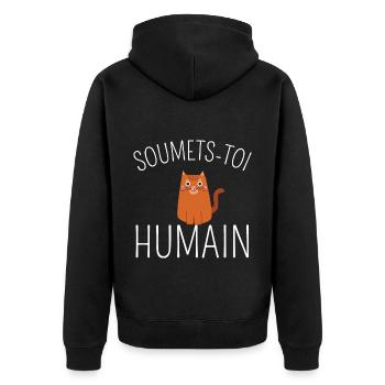 Chat humour soumets-toi humain humour chat cadeau - Veste à capuche bio Premium Unisexe - noir - Dos - Nico (187cm)