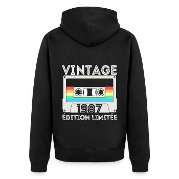 Vintage 1987 cadeau année de naissance homme femme - Veste à capuche bio Premium Unisexe - noir - Dos - Nico (187cm)