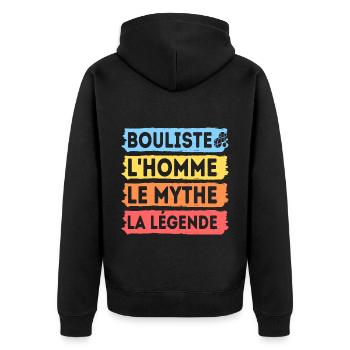 Bouliste l' homme le mythe la légende cadeau homme - Veste à capuche bio Premium Unisexe - noir - Dos - Nico (187cm)
