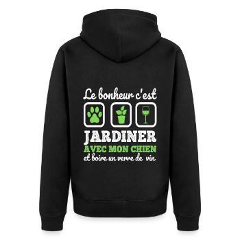 Le bonheur c'est jardiner cadeau jardinage - Veste à capuche bio Premium Unisexe - noir - Dos - Nico (187cm)