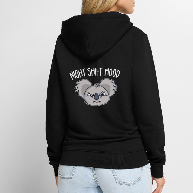 Koala Shift Worker Koala Bear Night Shift Unisex Premium Organic Zip Hoodie