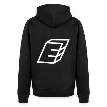 Gliederungsbuchstabe E - Unisex Premium Bio Zip Hoodie - Schwarz - Hinten - Nico (187cm)