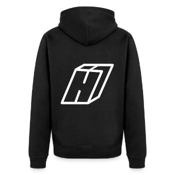 Outline Letter H - Unisex Premium Organic Zip Hoodie - black - Back - Nico (187cm)