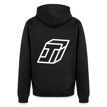 Lettre cadre J - Veste à capuche bio Premium Unisexe - noir - Dos - Nico (187cm)