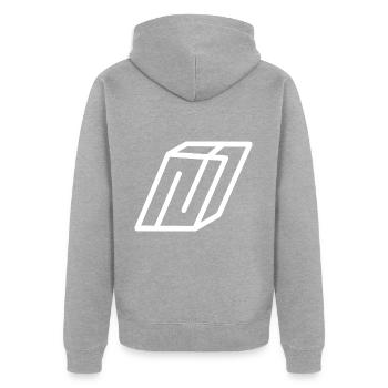 Outline Letter N - Unisex Premium Organic Zip Hoodie - heather grey - Back - Nico (187cm)