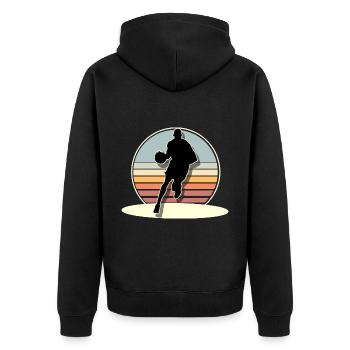 Basketball Basketballer - Unisex Premium Bio Zip Hoodie - Schwarz - Hinten - Nico (187cm)
