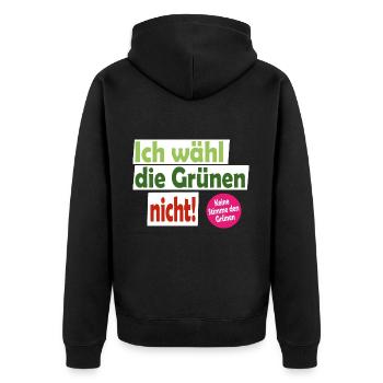 Ich wähl die Grünen nicht! Keine Stimme den Grünen - Unisex Premium Bio Zip Hoodie - Schwarz - Hinten - Nico (187cm)